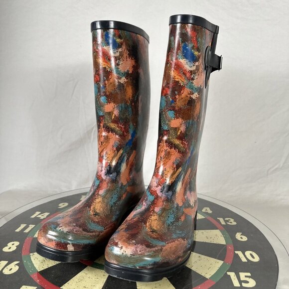 Nomad Rain Boots Puddles II Printed Rubber Pull On Round Toe Shoes Outdoor WMN 8 - Picture 5 of 7